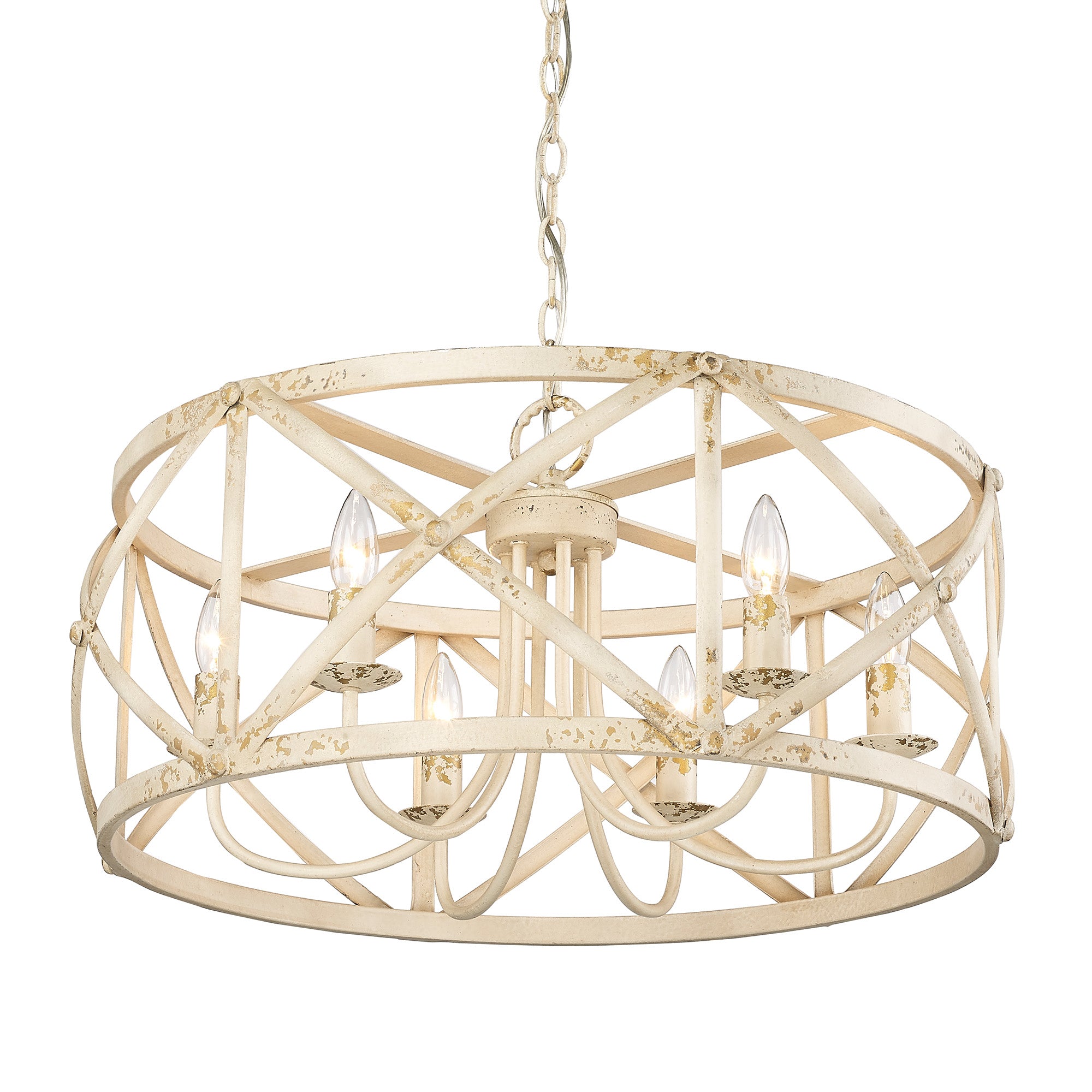 Alcott AI 6 Light Chandelier in Antique Ivory - Antique Ivory / Antique Ivory / Beige - Golden Lighting