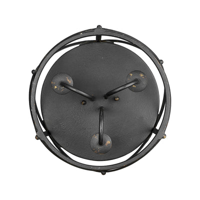 Golden Lighting Alcott 3-light Flush Mount in Antique Black Iron - - Golden Lighting