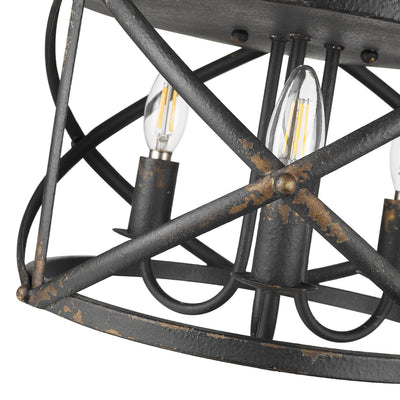 Golden Lighting Alcott 3-light Flush Mount in Antique Black Iron - - Golden Lighting