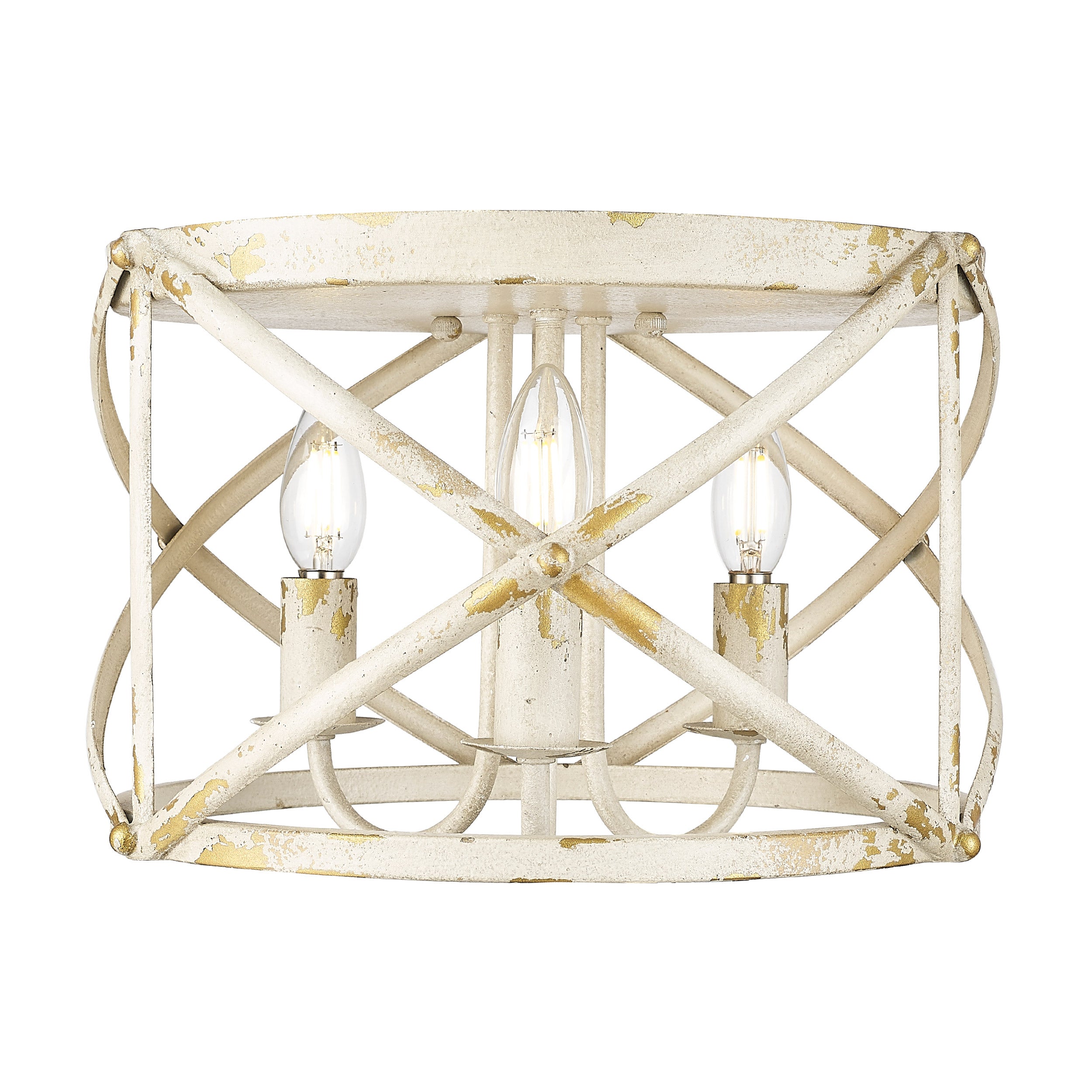 Golden Lighting Alcott 3-light Flush Mount in Antique Ivory - - Golden Lighting