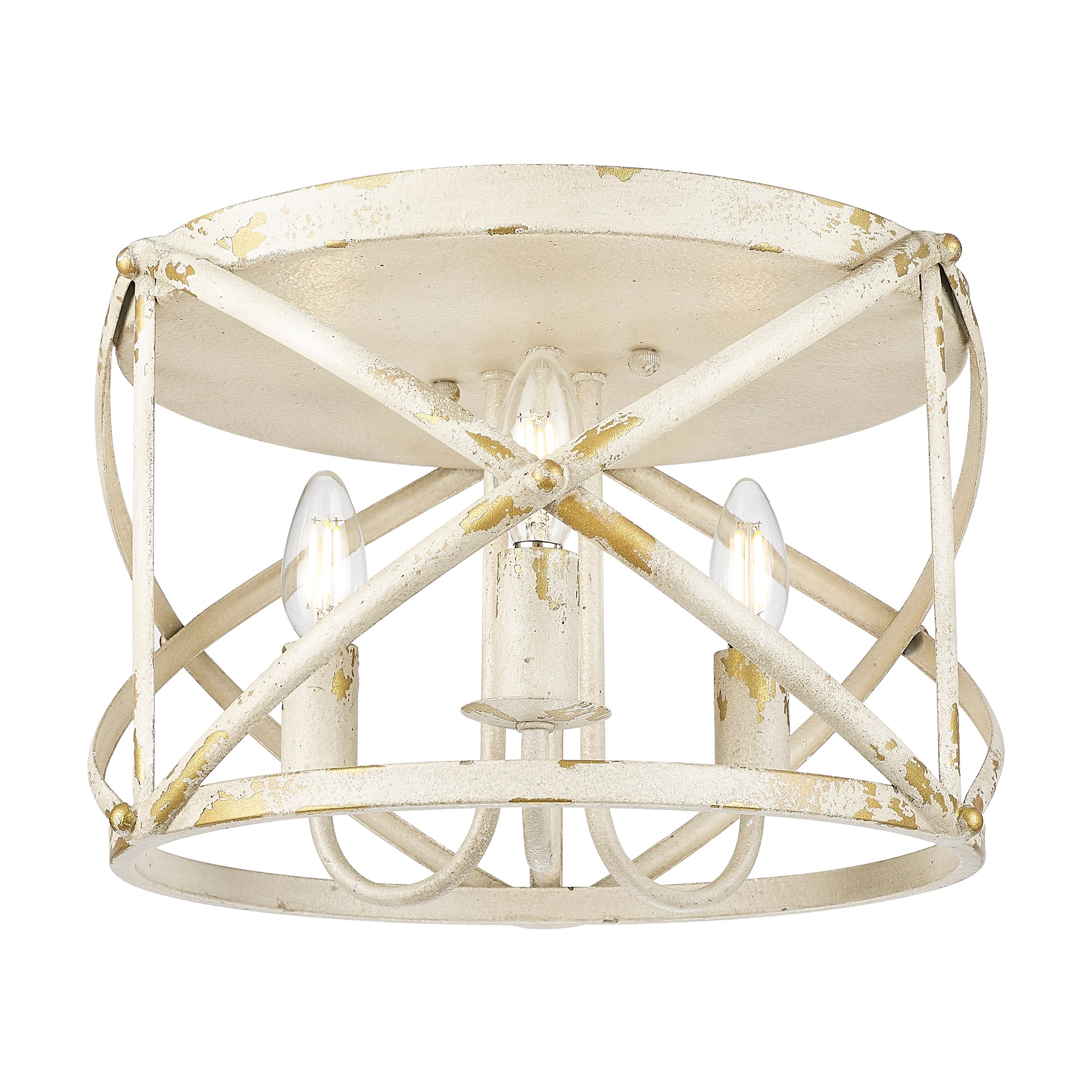 Golden Lighting Alcott 3-light Flush Mount in Antique Ivory - - Golden Lighting