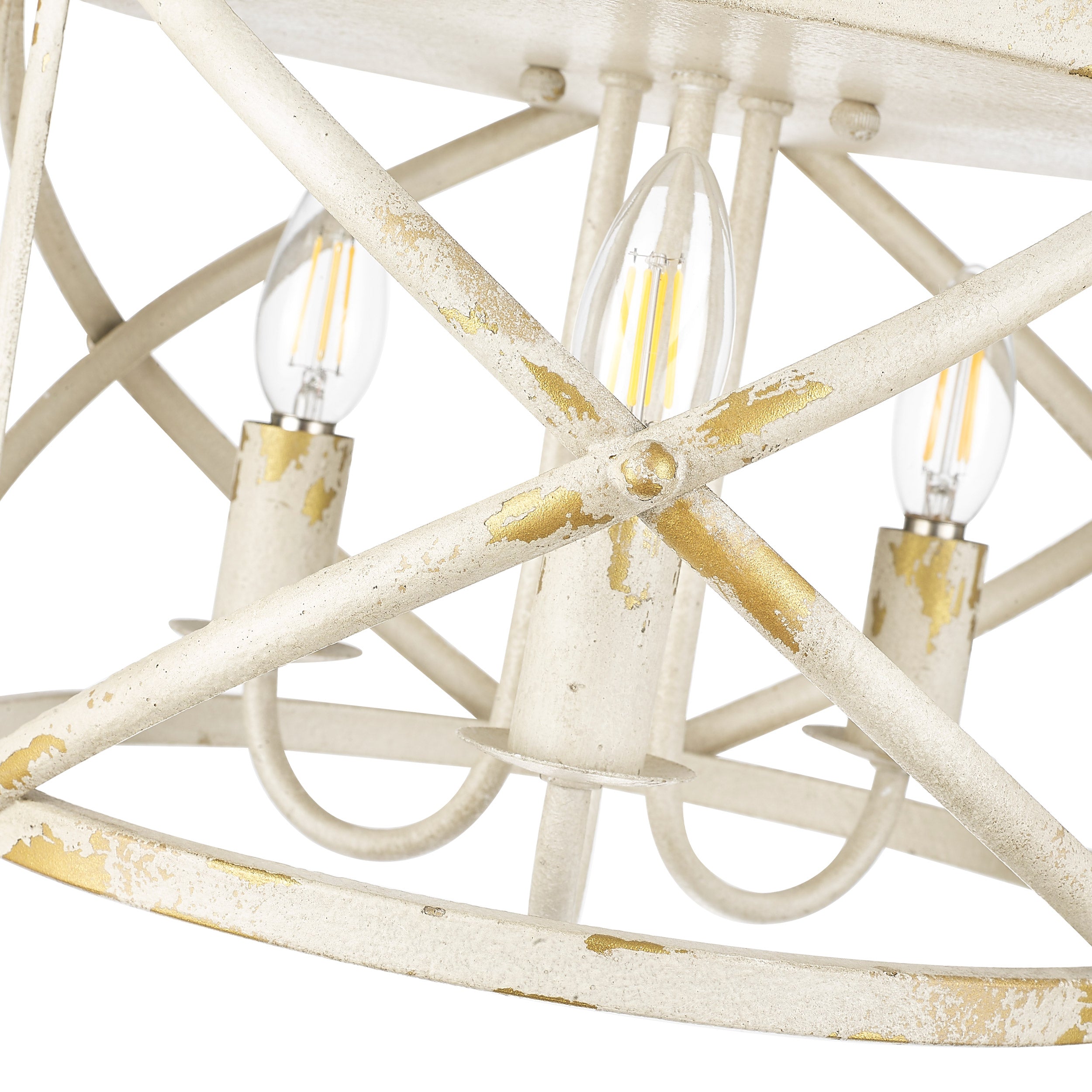 Golden Lighting Alcott 3-light Flush Mount in Antique Ivory - - Golden Lighting