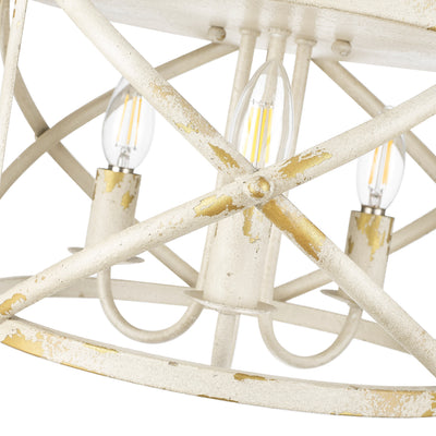 Golden Lighting Alcott 3-light Flush Mount in Antique Ivory - - Golden Lighting