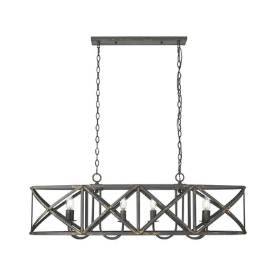 Golden Lighting Alcott 8-light Island Light in Antique Black Iron - - Golden Lighting