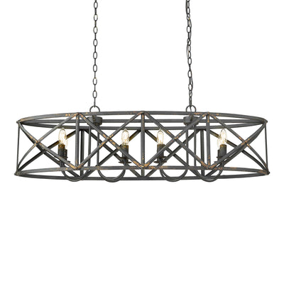 Golden Lighting Alcott 8-light Island Light in Antique Black Iron - - Golden Lighting