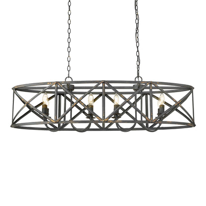 Golden Lighting Alcott 8-light Island Light in Antique Black Iron - - Golden Lighting