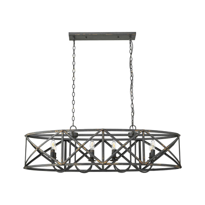 Golden Lighting Alcott 8-light Island Light in Antique Black Iron - - Golden Lighting