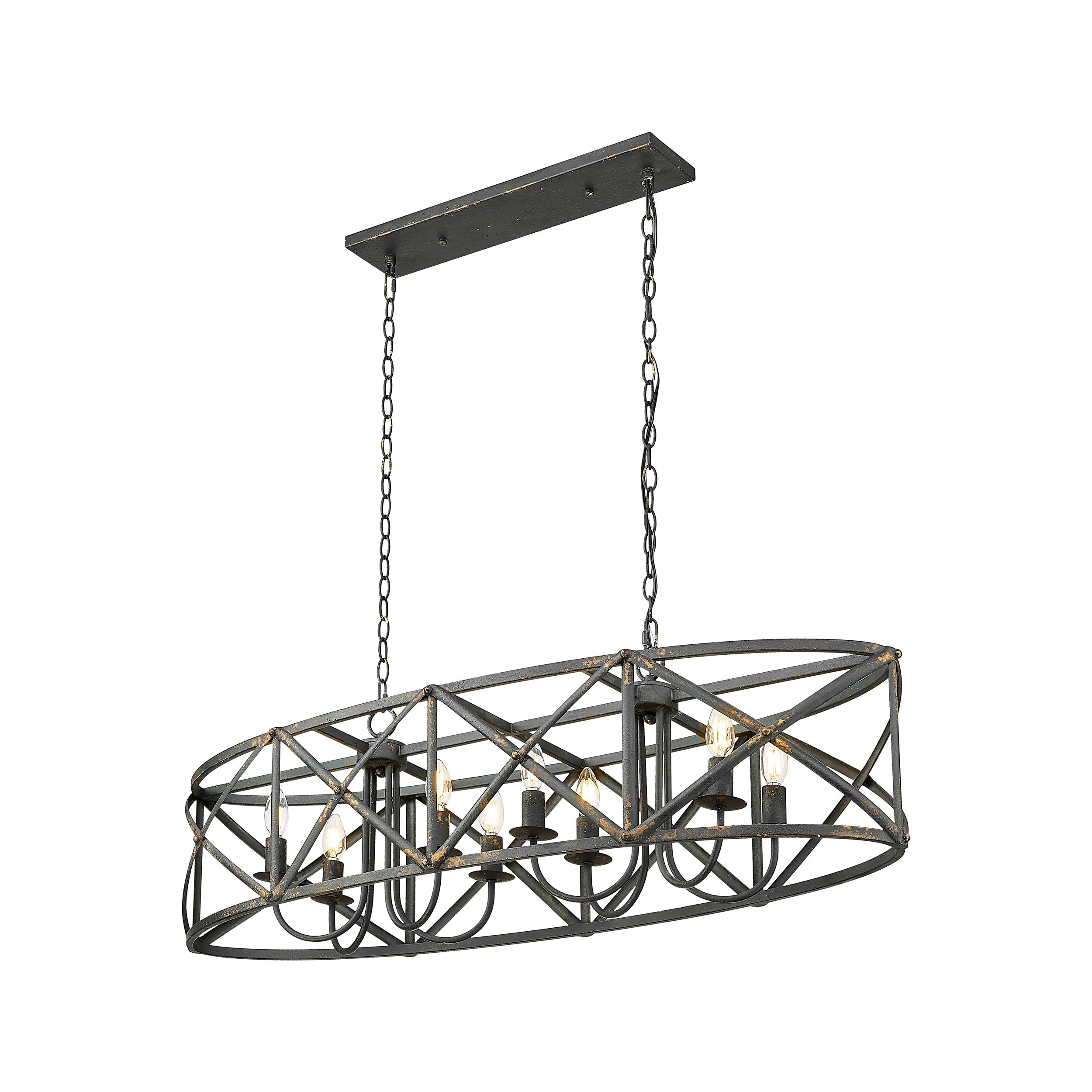 Golden Lighting Alcott 8-light Island Light in Antique Black Iron - - Golden Lighting