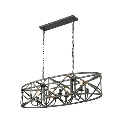 Golden Lighting Alcott 8-light Island Light in Antique Black Iron - - Golden Lighting
