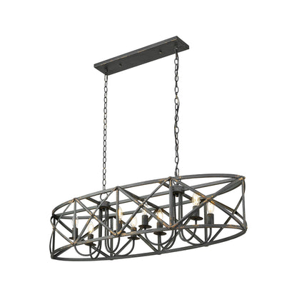 Golden Lighting Alcott 8-light Island Light in Antique Black Iron - - Golden Lighting