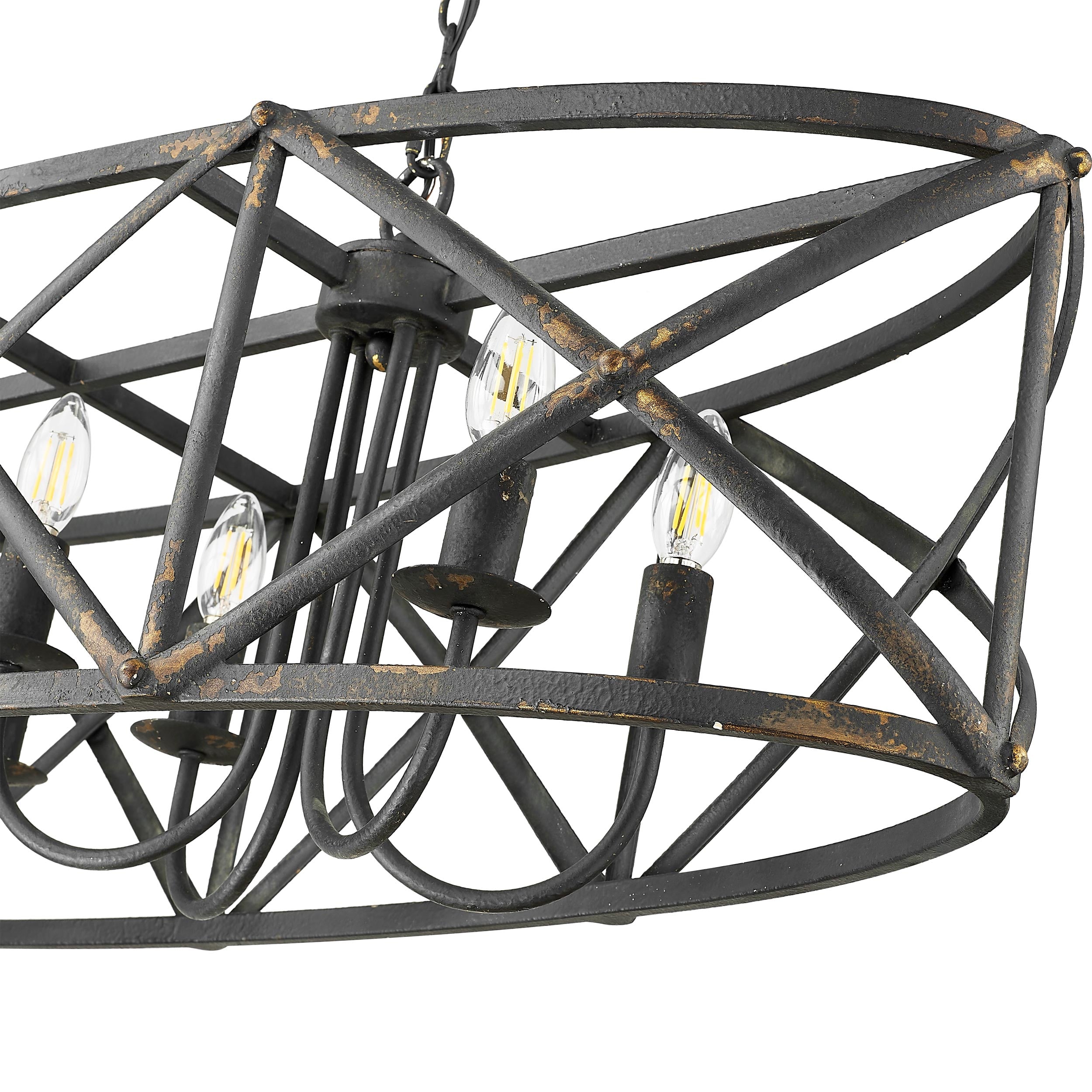Golden Lighting Alcott 8-light Island Light in Antique Black Iron - - Golden Lighting