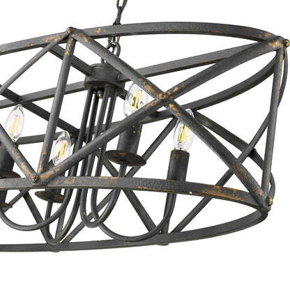 Golden Lighting Alcott 8-light Island Light in Antique Black Iron - - Golden Lighting