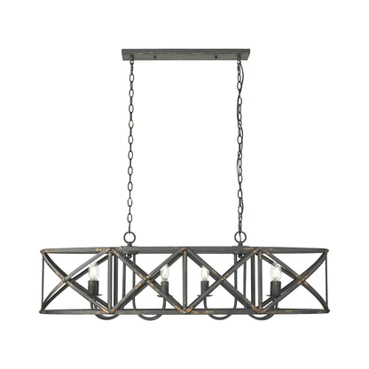 Alcott Linear Pendant in Antique Black Iron with No Shade - - Golden Lighting