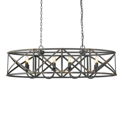 Golden Lighting Alcott 8-light Island Light in Antique Black Iron