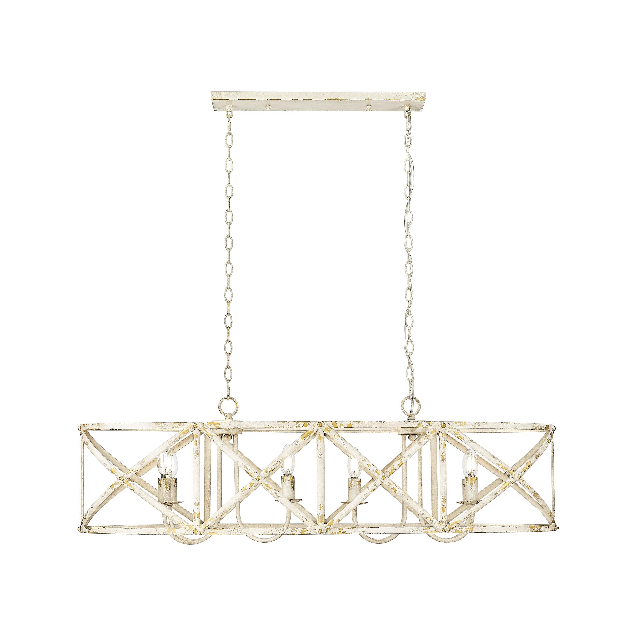 Alcott Linear Pendant in Antique Ivory with No Shade - - Golden Lighting