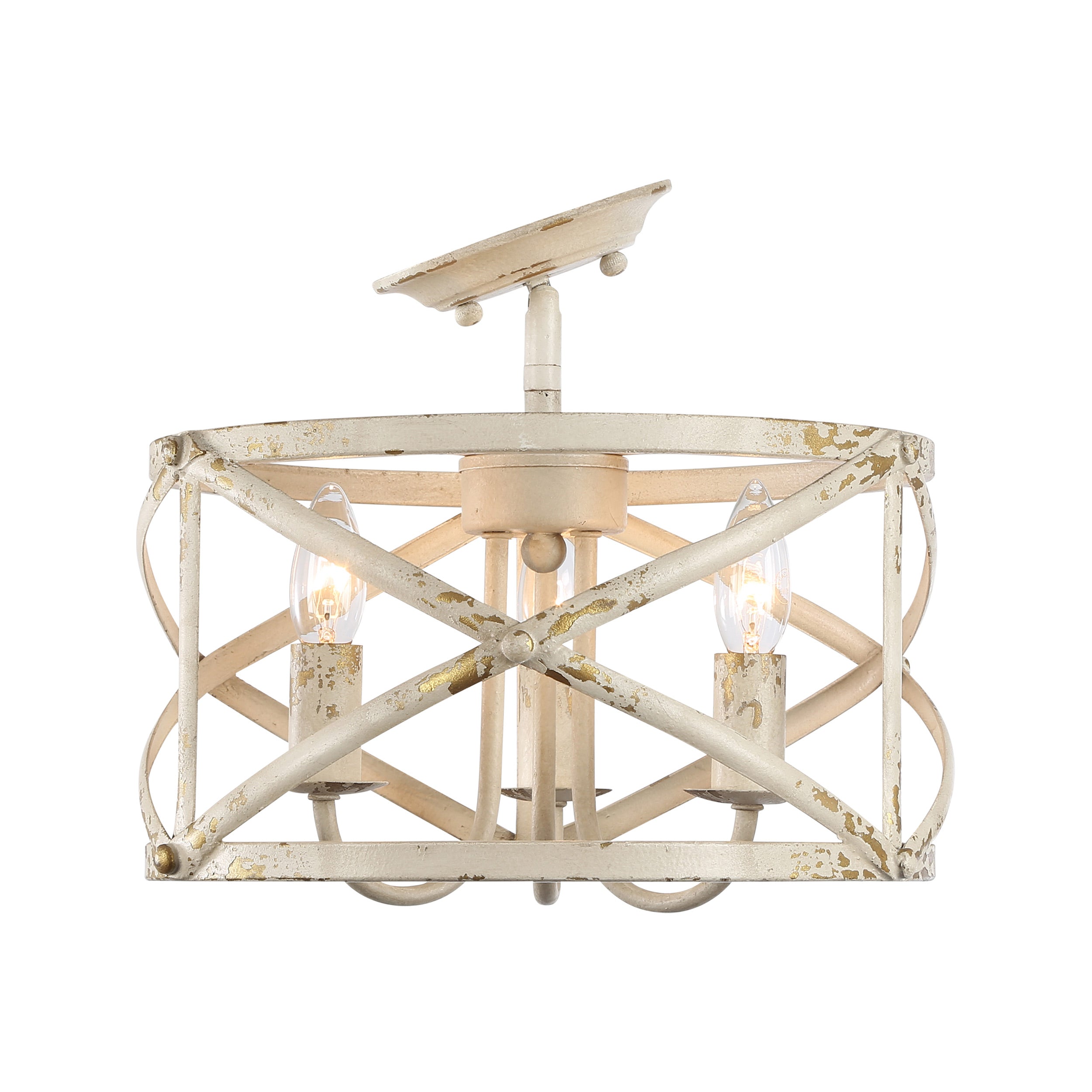 Golden Lighting Alcott 3-light Semi-Flush Mount in Antique Ivory - - Golden Lighting