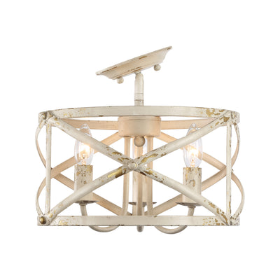 Golden Lighting Alcott 3-light Semi-Flush Mount in Antique Ivory - - Golden Lighting