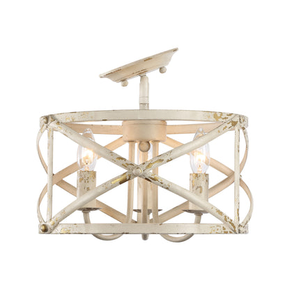 Golden Lighting Alcott 3-light Semi-Flush Mount in Antique Ivory - - Golden Lighting