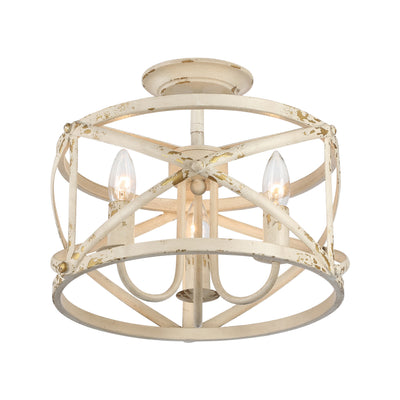 Golden Lighting Alcott 3-light Semi-Flush Mount in Antique Ivory - - Golden Lighting