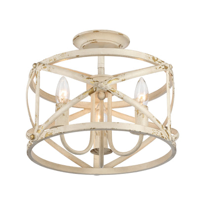 Golden Lighting Alcott 3-light Semi-Flush Mount in Antique Ivory - - Golden Lighting