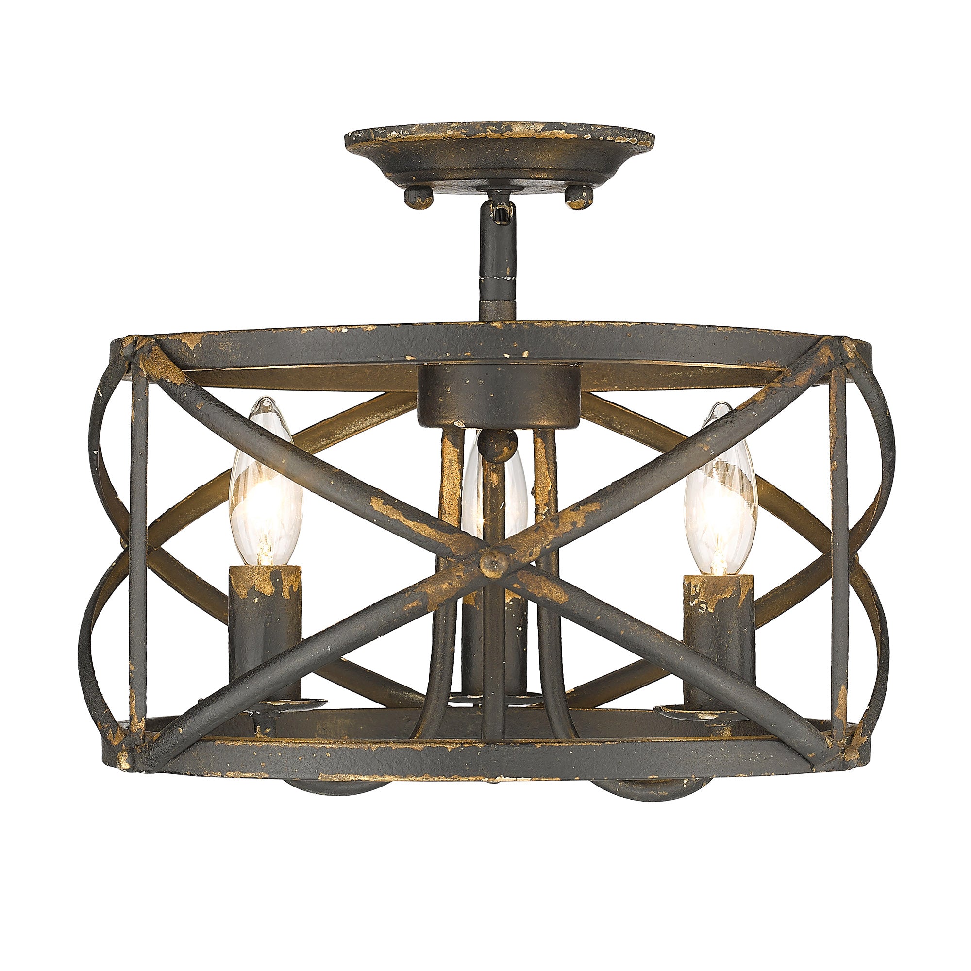 Alcott Semi-Flush in Antique Black Iron - Default Title - Golden Lighting