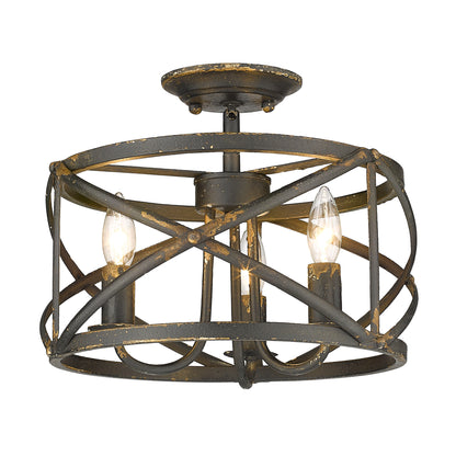 Alcott Semi-Flush in Antique Black Iron - - Golden Lighting