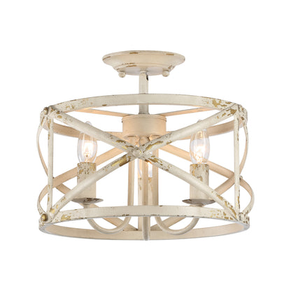 Golden Lighting Alcott 3-light Semi-Flush Mount in Antique Ivory - Default Title - Golden Lighting