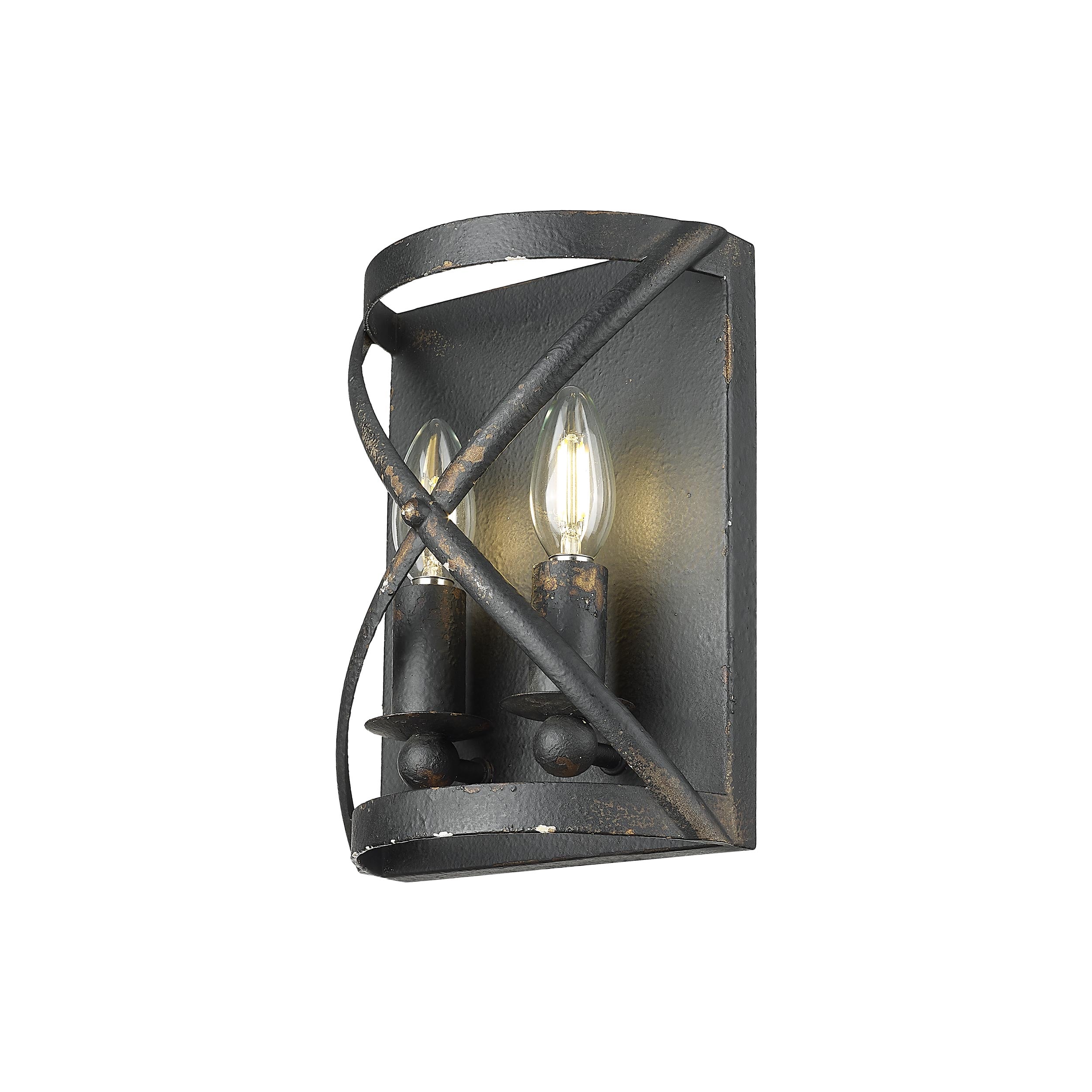 Golden Lighting Alcott 2-light Wall Sconce in Antique Black Iron - - Golden Lighting