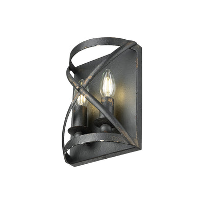 Golden Lighting Alcott 2-light Wall Sconce in Antique Black Iron - - Golden Lighting