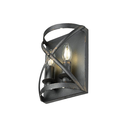 Golden Lighting Alcott 2-light Wall Sconce in Antique Black Iron - - Golden Lighting