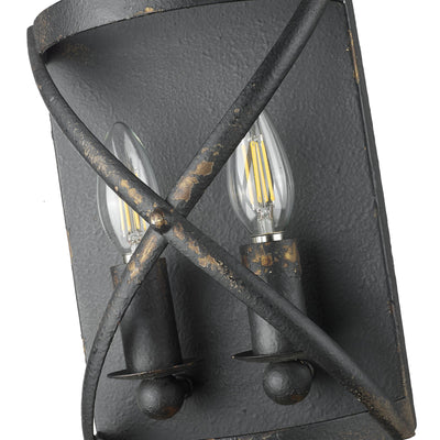 Golden Lighting Alcott 2-light Wall Sconce in Antique Black Iron - - Golden Lighting