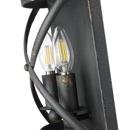 Golden Lighting Alcott 2-light Wall Sconce in Antique Black Iron - - Golden Lighting