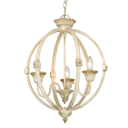 Jules 3 Light Pendant in Antique Ivory - - Golden Lighting