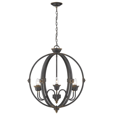 Golden Lighting Jules 6-light Chandelier in Antique Black Iron - - Golden Lighting