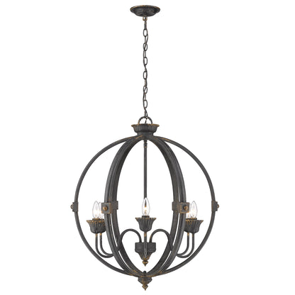 Golden Lighting Jules 6-light Chandelier in Antique Black Iron - - Golden Lighting
