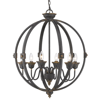 Golden Lighting Jules 6-light Chandelier in Antique Black Iron - - Golden Lighting