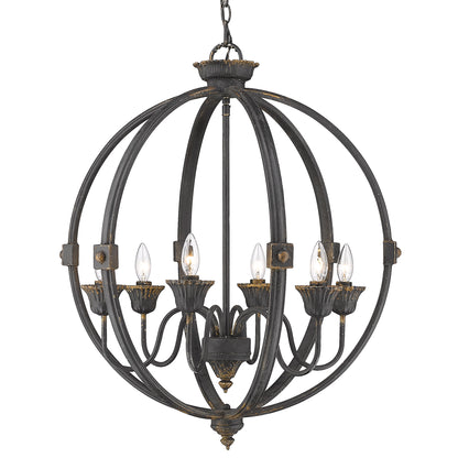 Golden Lighting Jules 6-light Chandelier in Antique Black Iron - - Golden Lighting
