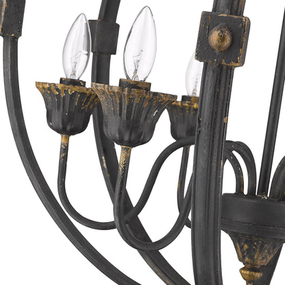 Golden Lighting Jules 6-light Chandelier in Antique Black Iron - - Golden Lighting