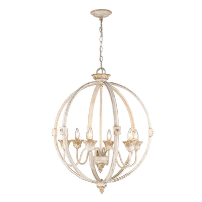 Golden Lighting Jules 6-light Chandelier in Antique Ivory - - Golden Lighting