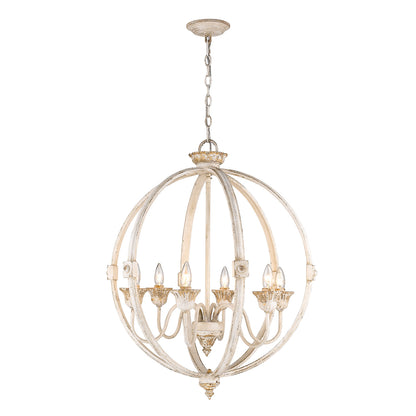 Golden Lighting Jules 6-light Chandelier in Antique Ivory - - Golden Lighting