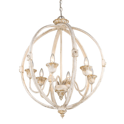 Golden Lighting Jules 6-light Chandelier in Antique Ivory - - Golden Lighting