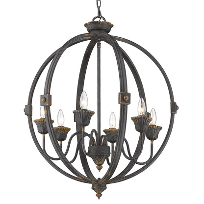Golden Lighting Jules 6-light Chandelier in Antique Black Iron