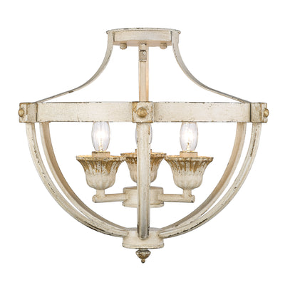 Golden Lighting Jules 3-light Semi-Flush Mount in Antique Ivory - - Golden Lighting