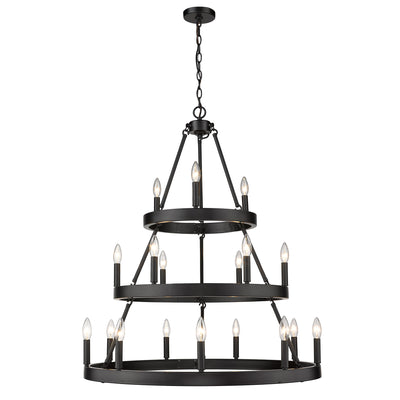 Golden Lighting Alastair 18-light 3-tier Chandelier (3+6+9) in Matte Black - - Golden Lighting