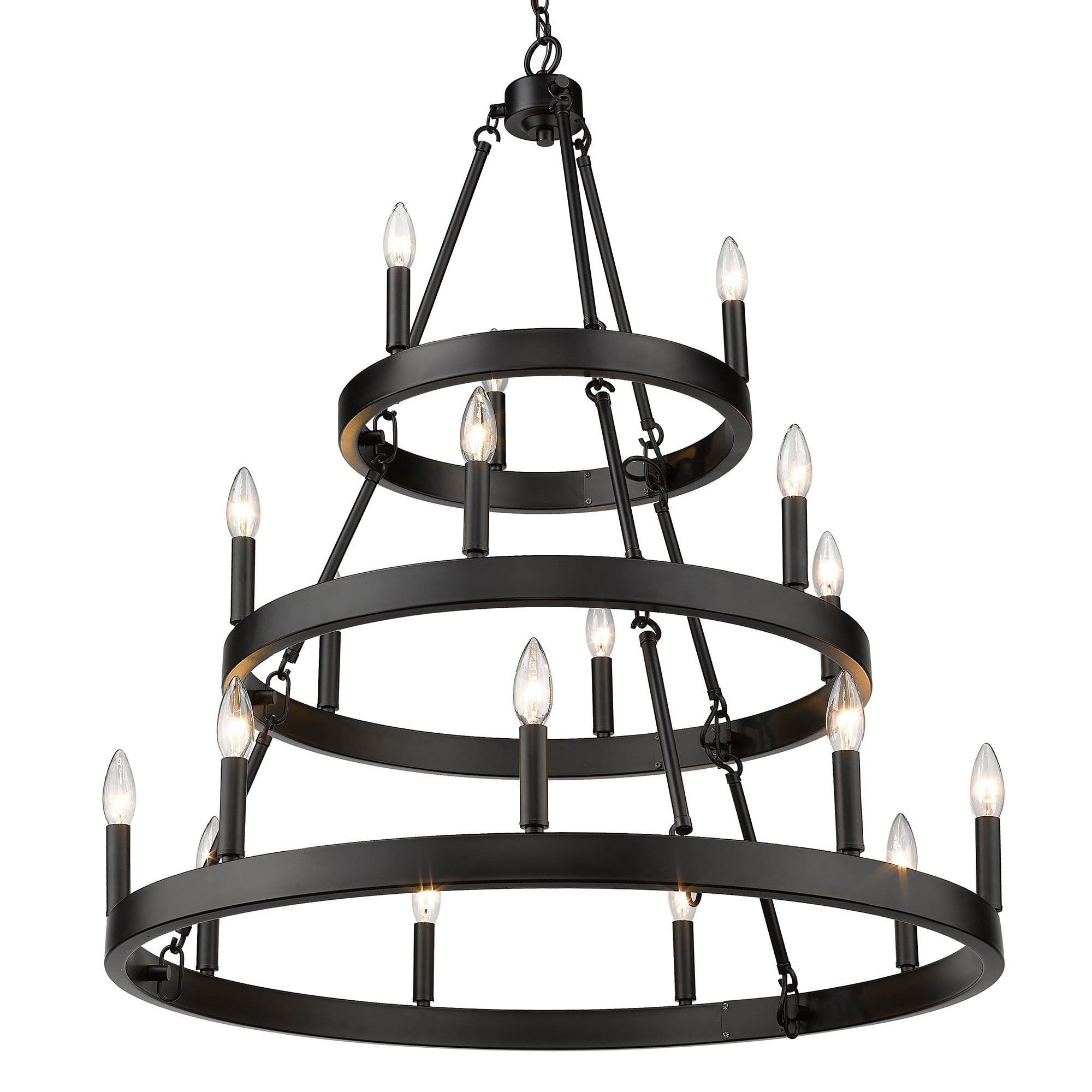 Golden Lighting Alastair 18-light 3-tier Chandelier (3+6+9) in Matte Black - - Golden Lighting