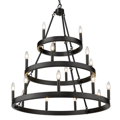 Golden Lighting Alastair 18-light 3-tier Chandelier (3+6+9) in Matte Black - - Golden Lighting