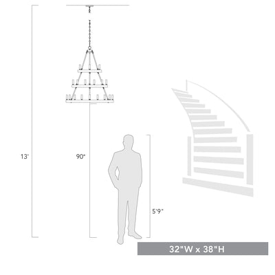 Golden Lighting Alastair 18-light 3-tier Chandelier (3+6+9) in Matte Black - - Golden Lighting
