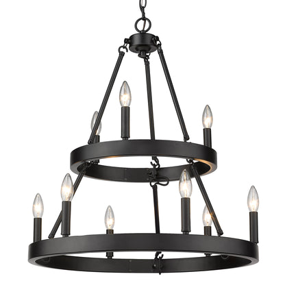 Golden Lighting Alastair 9-light 2-tier Chandelier (3+6) in Matte Black - - Golden Lighting