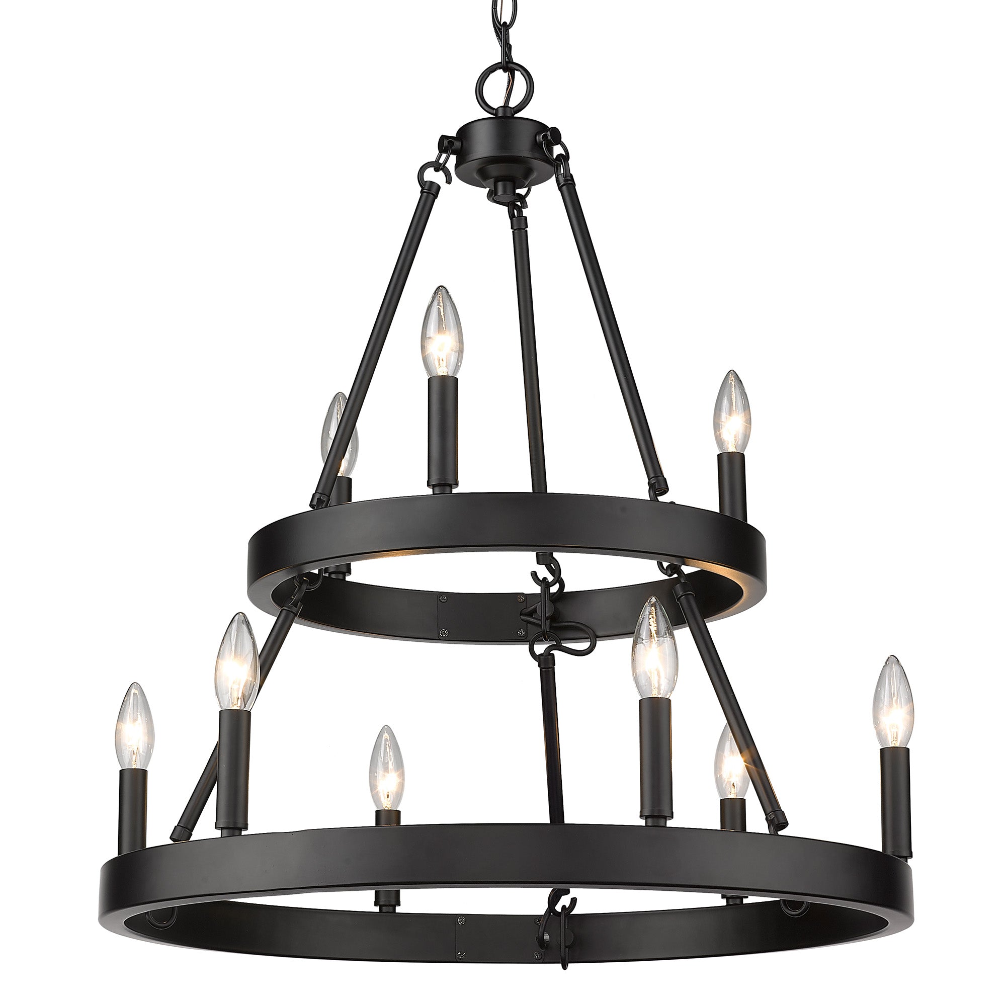 Alastair 2 Tier 3+6 Light Chandelier in Matte Black - - Golden Lighting