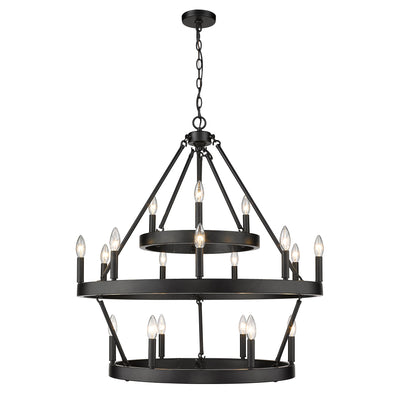 Golden Lighting Alastair 18-light 3-tier Chandelier (3+9+6) in Matte Black - - Golden Lighting